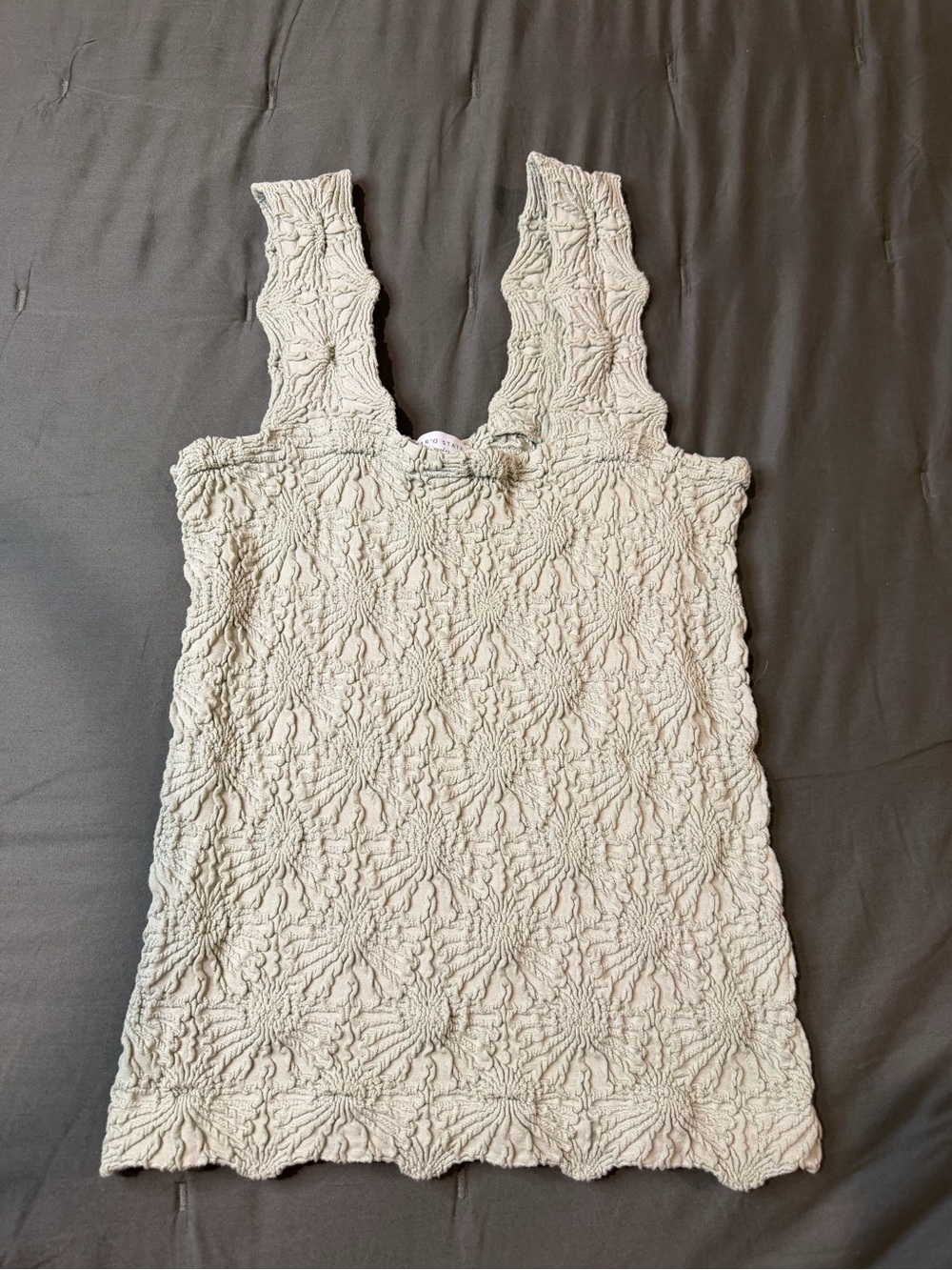 Altar'd State Green Smocked Floral-Texture Tank